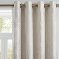 Beige and Silvery 100% Blackout Geometric Pattern Curtains - Thermal
