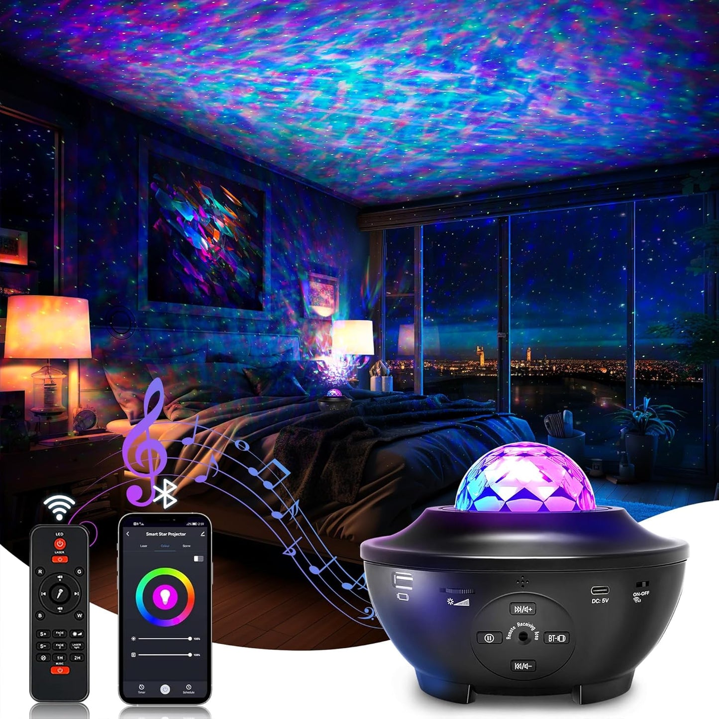 Starry Night Vibes: Galaxy Projector with Bluetooth Speaker