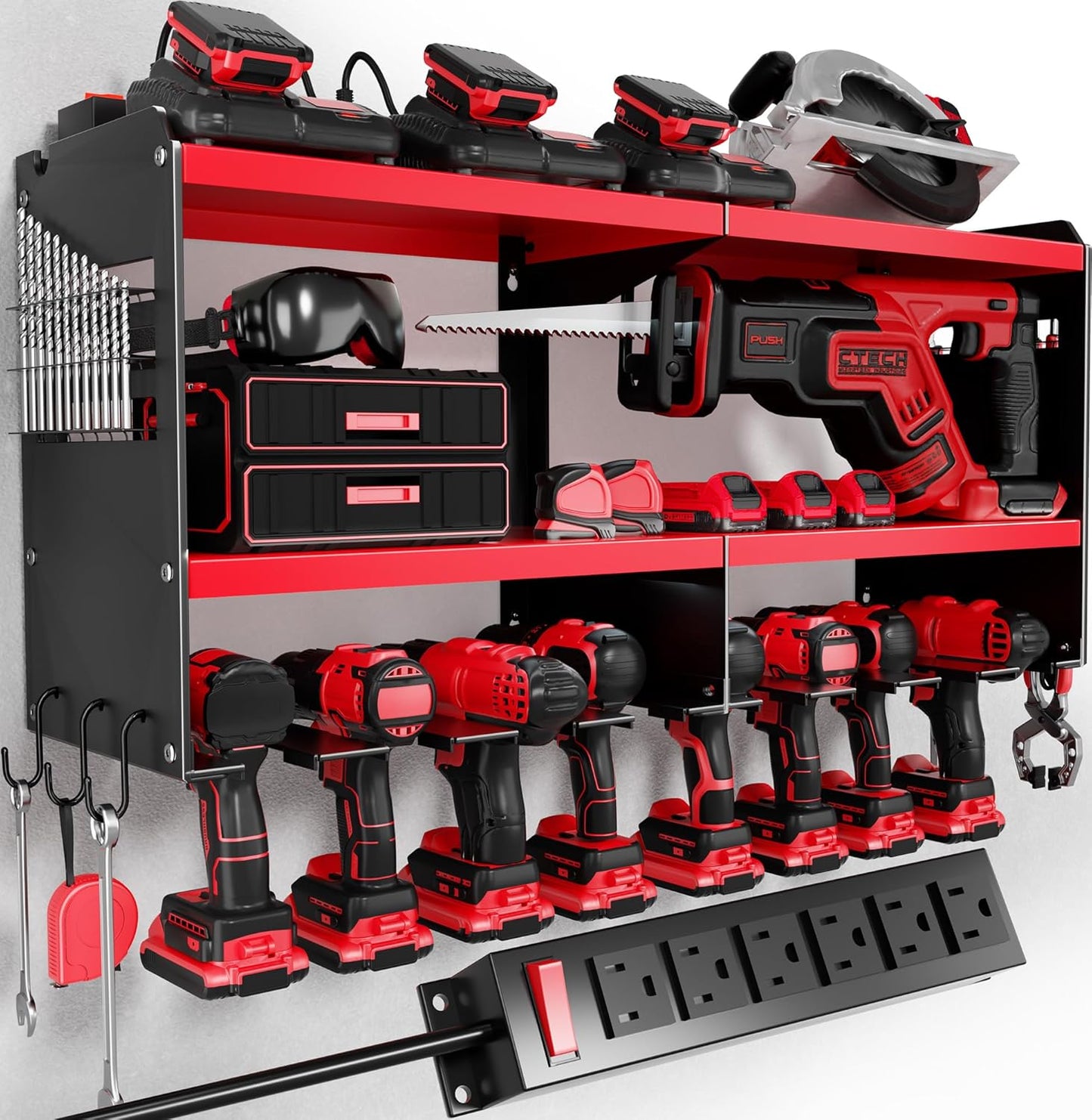 Power Tool Organizer Wall Mount with Charging Station for Tools