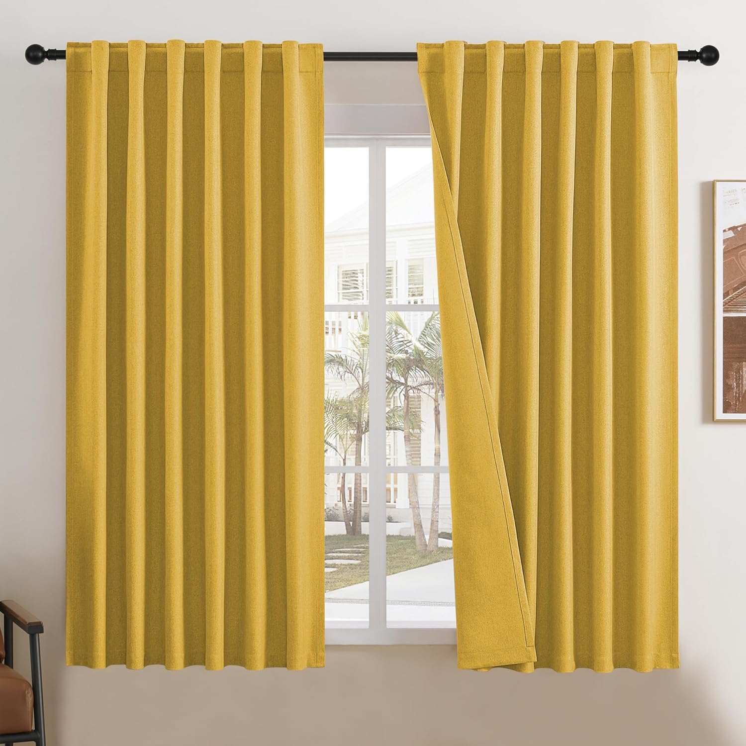 Full Black Out Curtains 72 Inch Long for Bedroom and Living Room