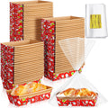 100 Sets Christmas Paper Loaf Pans with Bags - Festive Disposable Loaf