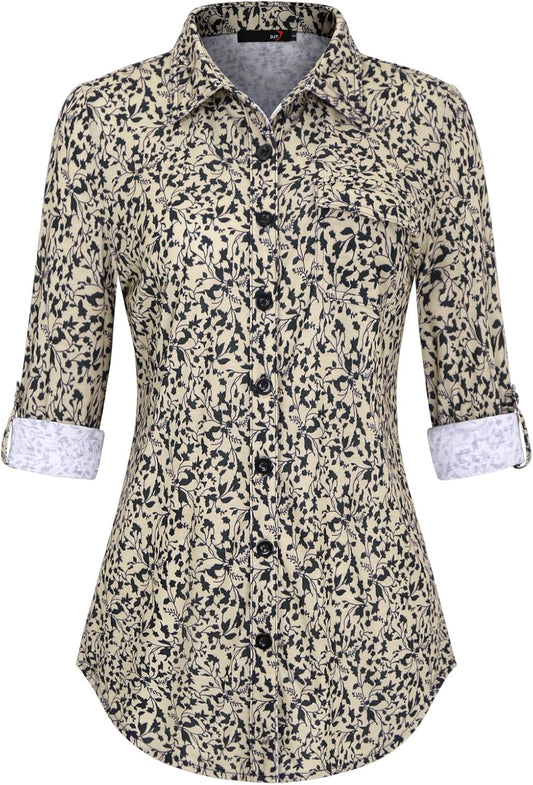 DJT Womens Soft Knitted Shirts for Casual and Work Wear