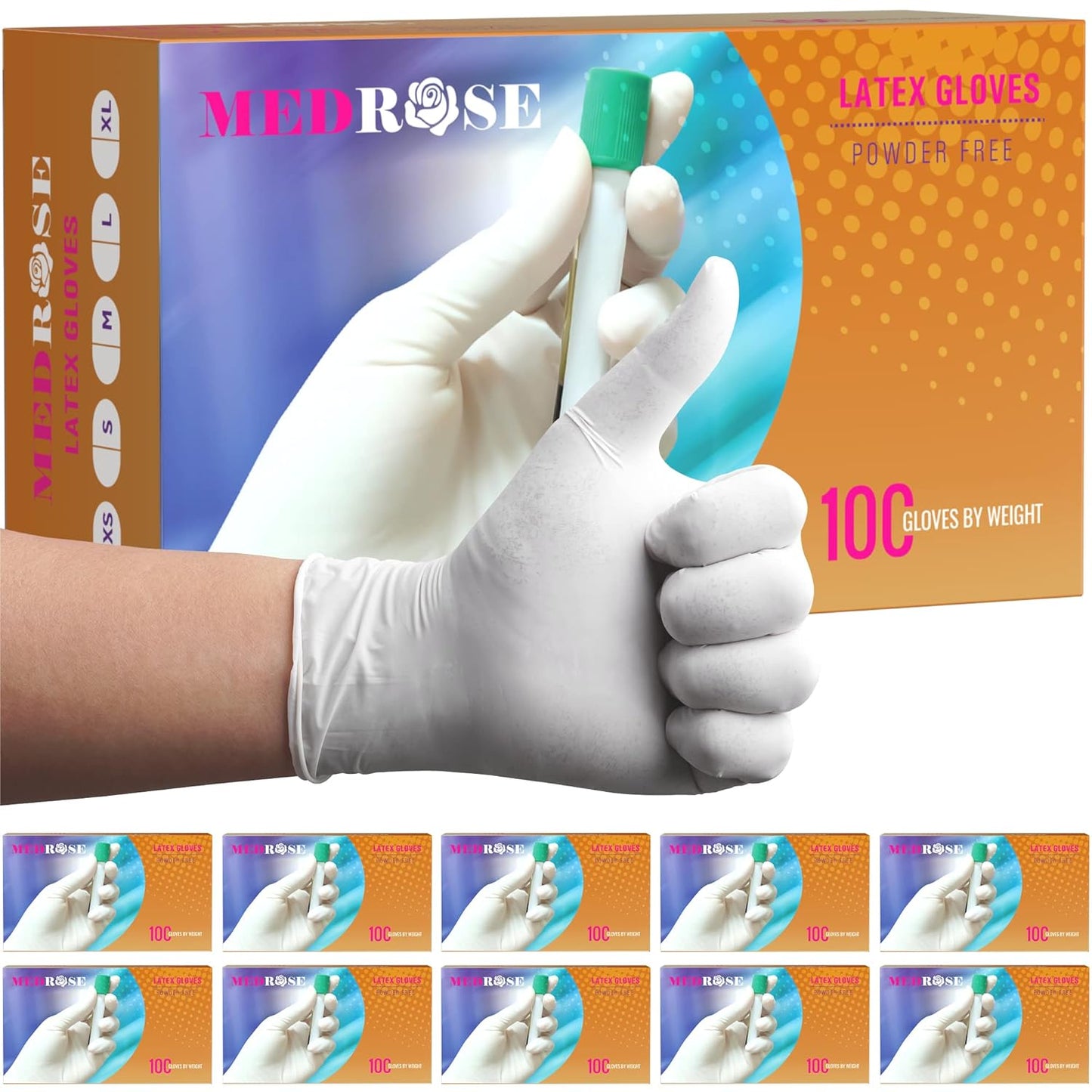 MedRose Small Latex Gloves - 1000 Count Disposable Rubber Gloves