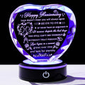 Wedding Anniversary Crystal Heart Gift for Couples - LED Base Keepsake