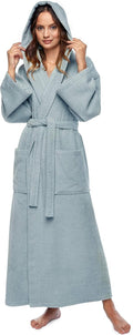 Arus Women's Hooded Classic Bathrobe Full Length - Soft Turkish Cotton