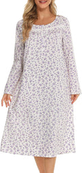 Bloggerlove Nightgowns for Women 100% Cotton Short/Long Sleeve - Comfy