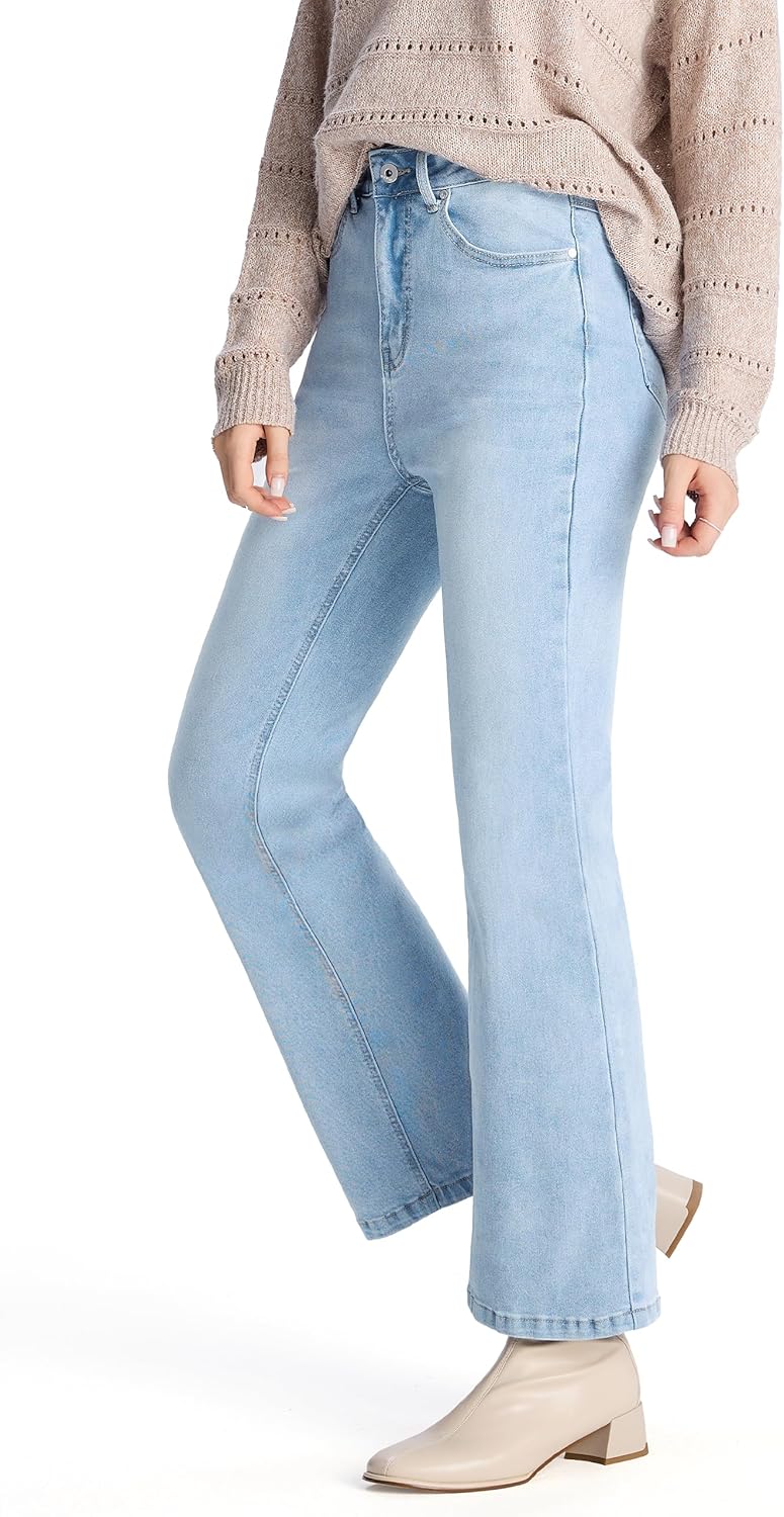 Petite Women's Stretch Flare Jeans for Curvy Bootcut Style