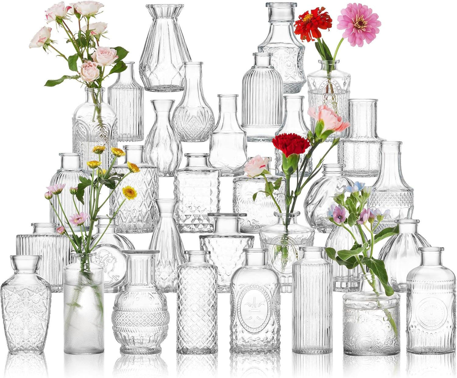Glass Bud Vase Set of 32 Pcs for Weddings and Home Decor