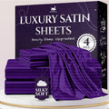 SLEEP SANCTUARY Satin Sheets Queen Size - Cooling Silky Stripe Set