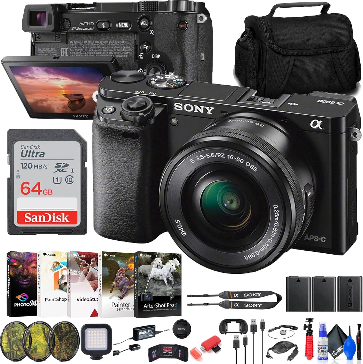 Sony Alpha a6000 Mirrorless Camera with 16-50mm Lens and More