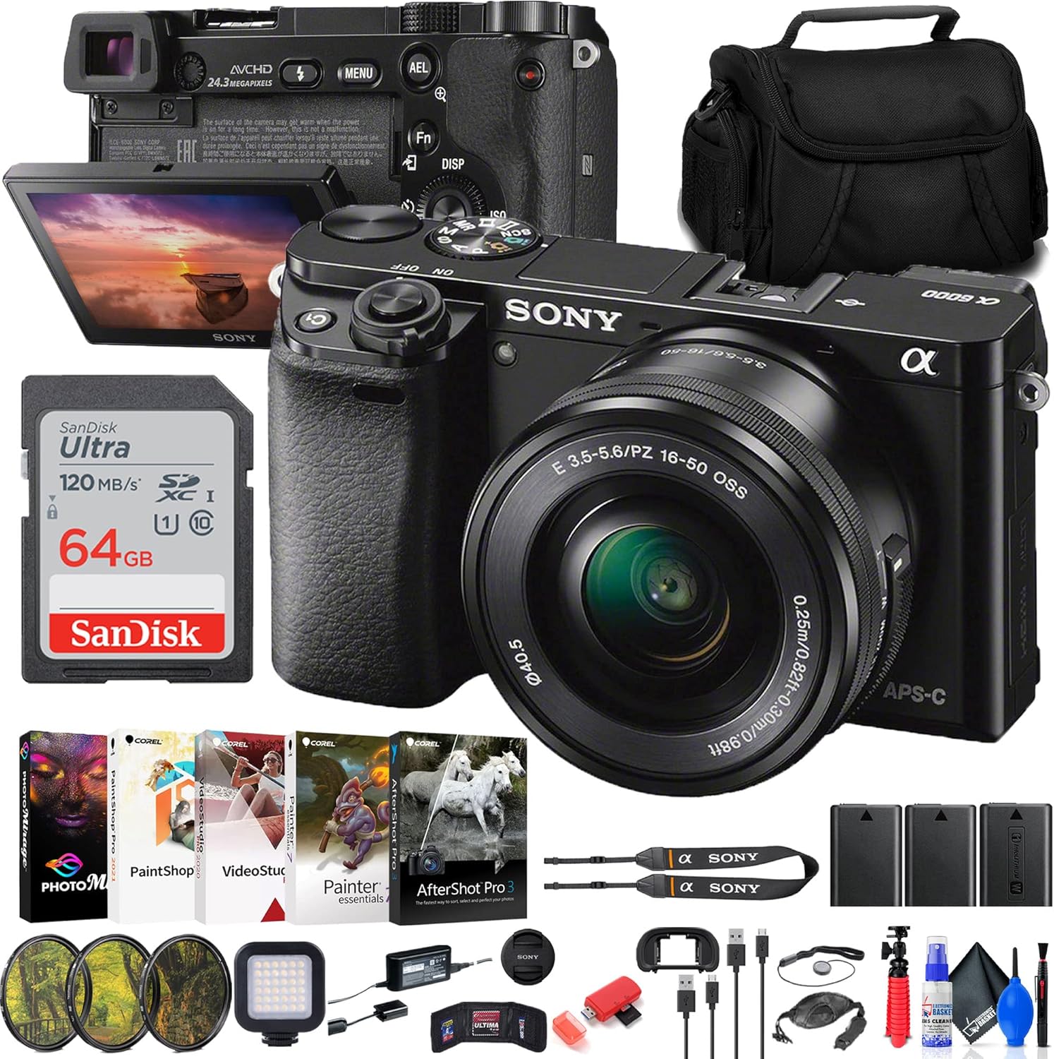 Sony Alpha a6000 Mirrorless Camera with 16-50mm Lens and More