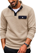 Quilted Sweatshirts for Men Quarter Button Pullover - Casual Outdoor