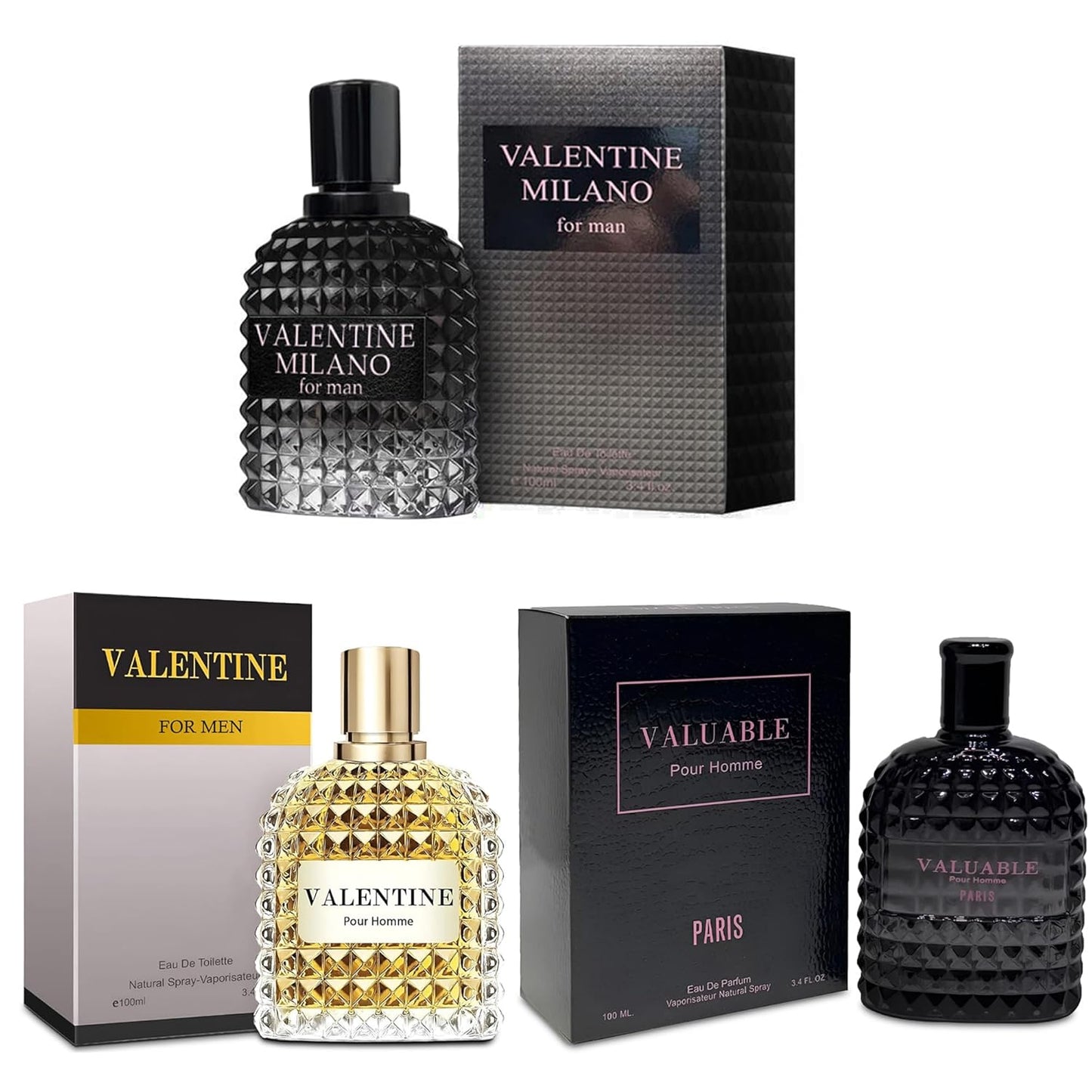 3Pack Men Colognes Combo Set with Woody Floral & Fruity Scents