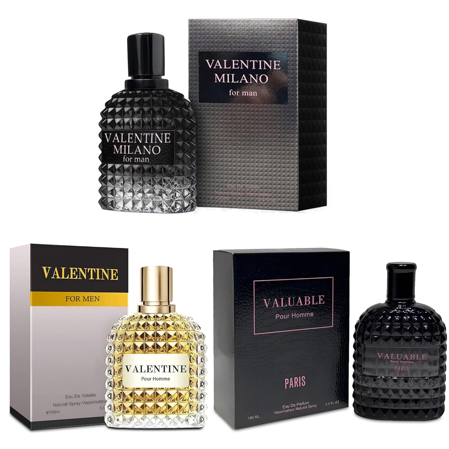 3Pack Men Colognes Combo Set with Woody Floral & Fruity Scents