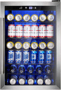 Wine Cooler 37 Bottle Freestanding Fridge with Reversible Glass Door