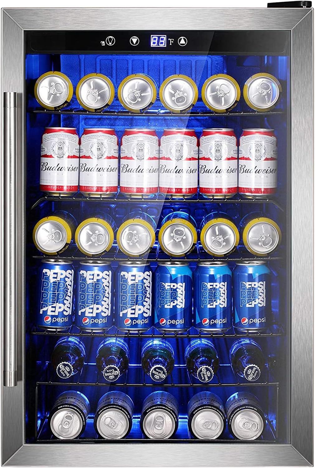 37 Bottle Wine Cooler with Stainless Steel Glass Door for Home