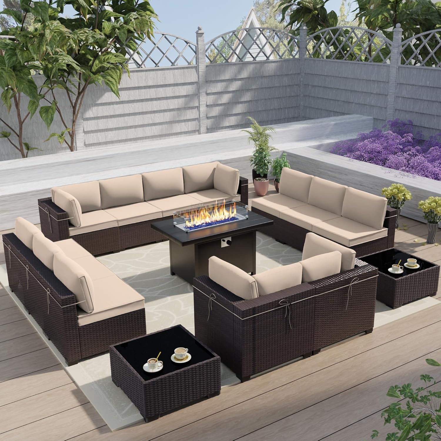 Outdoor Terrace Furniture Set with 43-Inch Fire Pit for Comfort