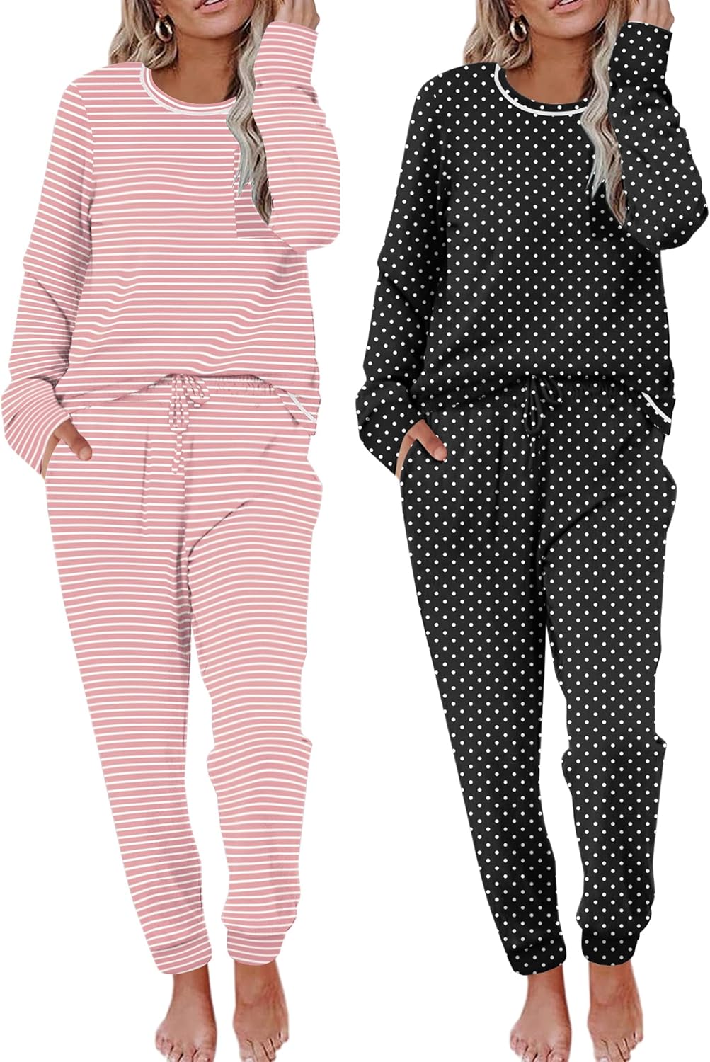 Ekouaer Womens Pajama Sets Long Sleeve Soft Pj Sleepwear