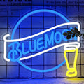 Moon Beer Neon Signs for Wall Decor - Dimmable Blue Bar Light