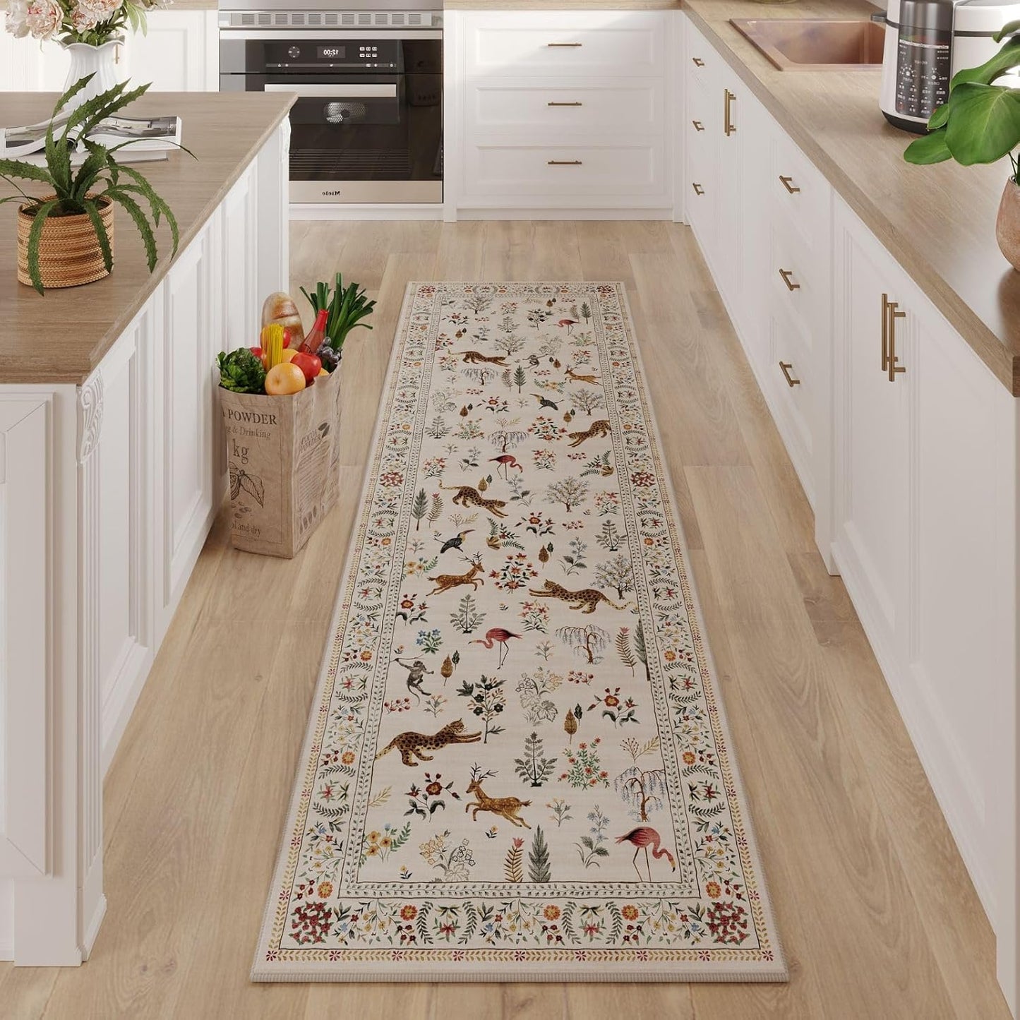 Runner Rug for Kitchen Non Slip 2ftx6ft Washable Floral Carpet
