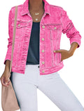 luvamia Women's Stretch Fitted Denim Jacket - Comfortable