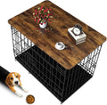Dog Crate Topper Wood Countertop for 42 in Dog Cage - Rustic Brown