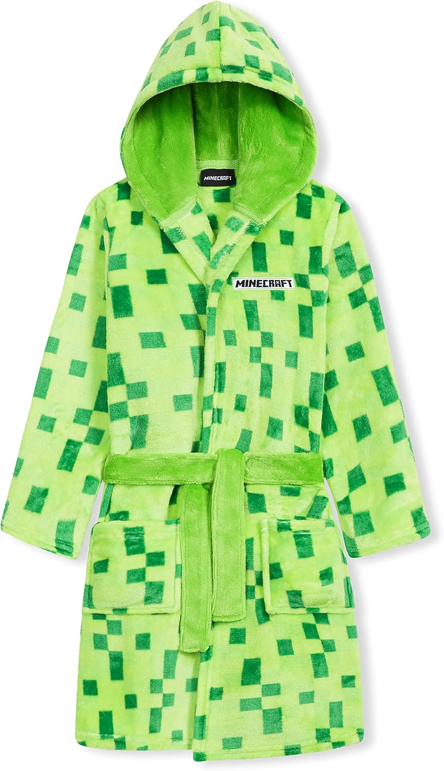 Minecraft Bath Robe for Boys and Teens - Cozy Fleece Loungewear
