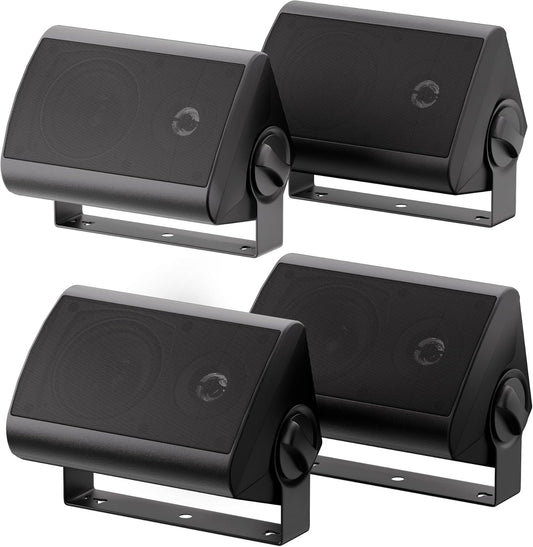 Outdoor Wall Speakers 4 2-Way 400W, All-Weather, Patio Pair