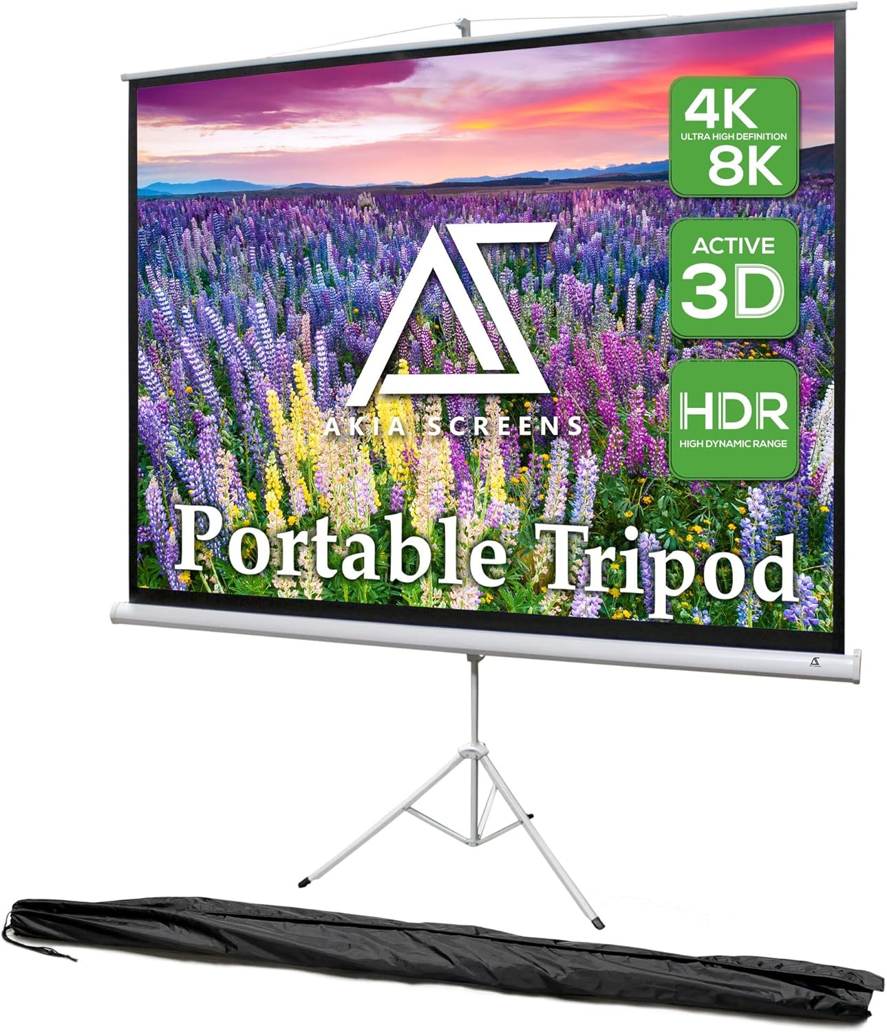 Akia Screens 100 inch Projector Screen with Stand for Movies