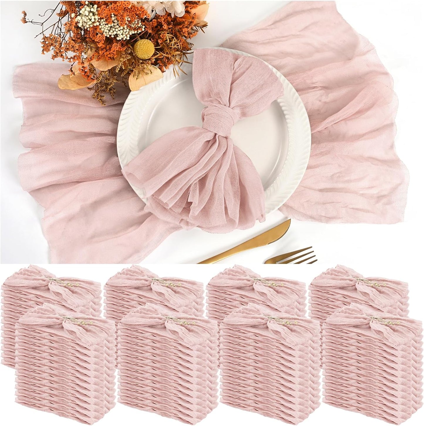 100 Pieces Pink Cloth Napkins for Weddings and Parties
