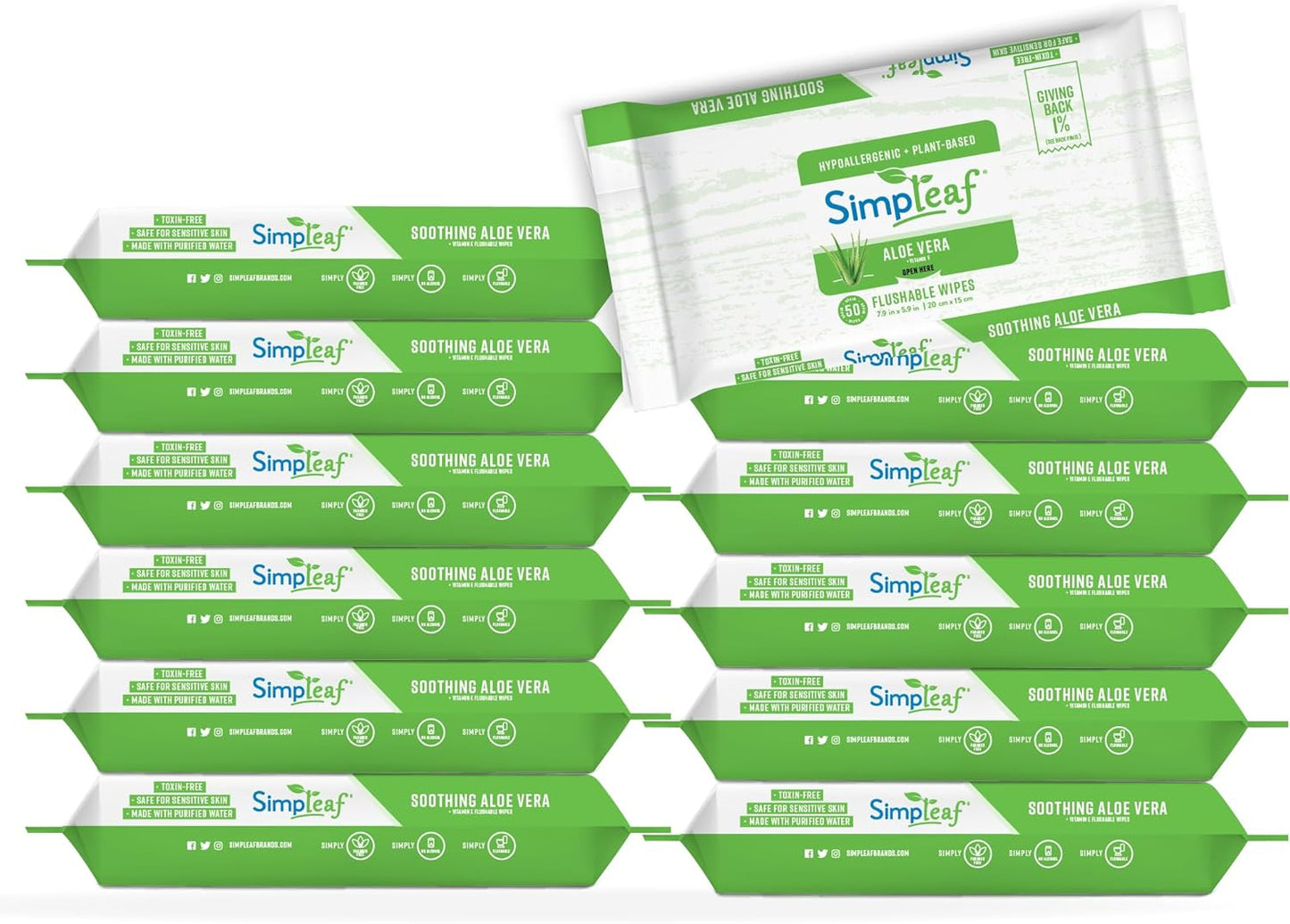 Flushable Wet Wipes Aloe Vera for Sensitive Skin - 600 Counts