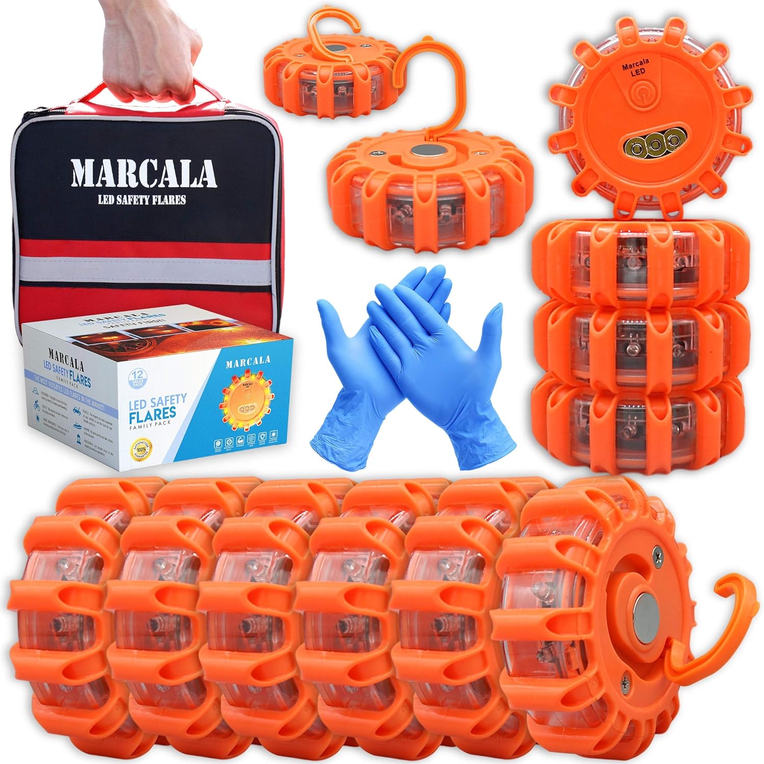 MARCALA Emergency Flares for Cars - Complete Safety Disc Kit
