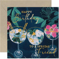 Stylish Gold Foil Friend Birthday Card - Cocktails & Flowers - For Her