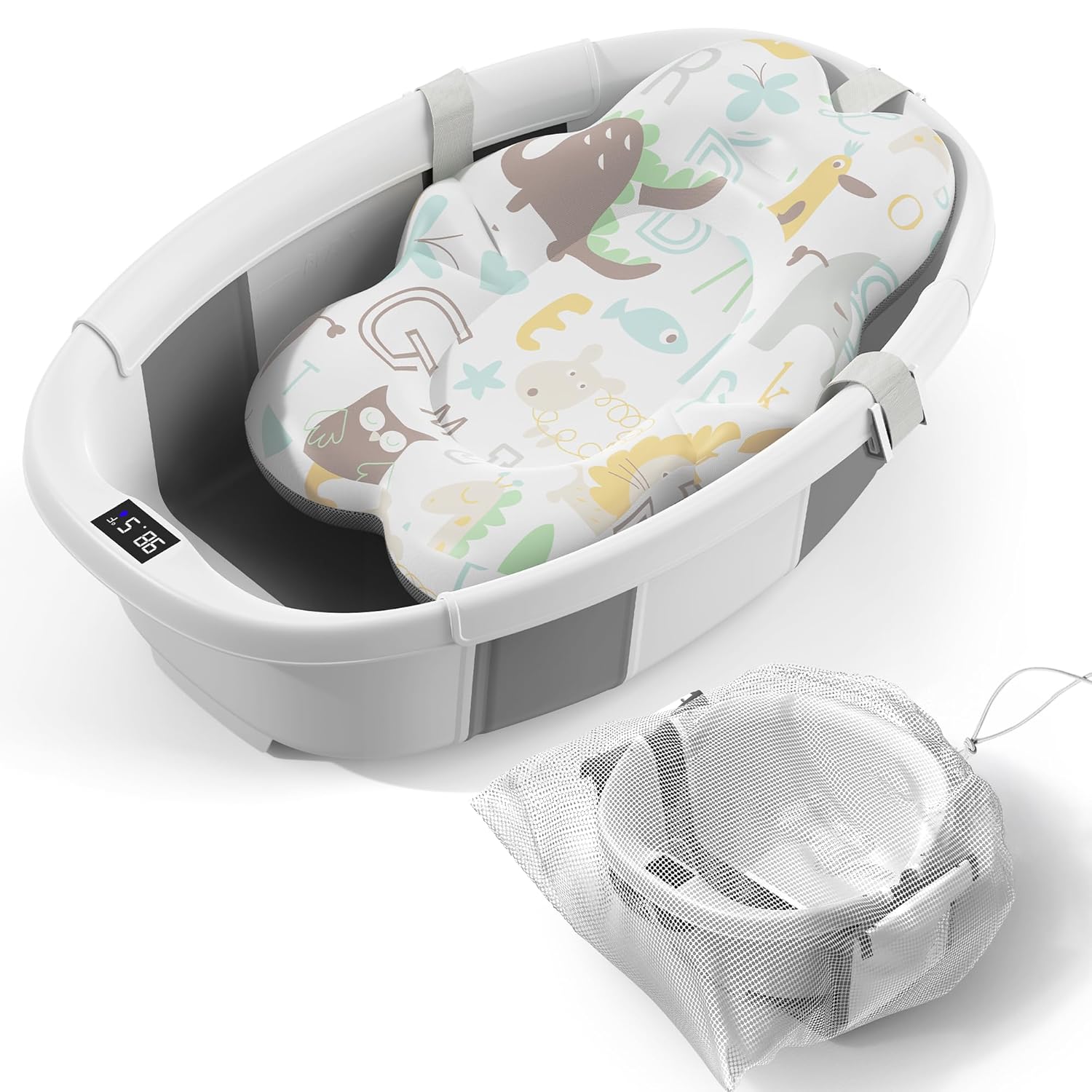 Collapsible Baby Bathtub - Portable Infant Bath Tub for Travel
