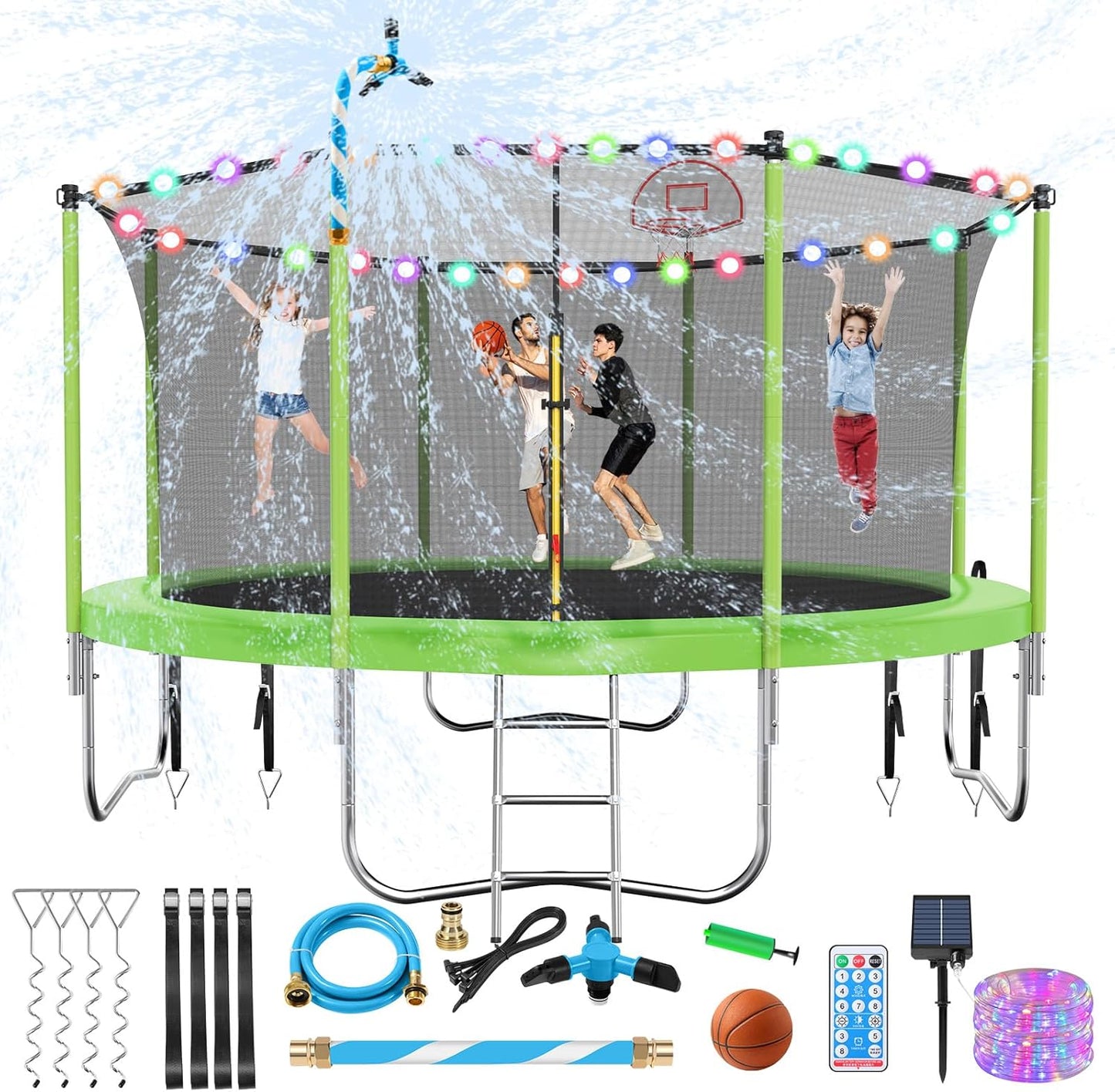 Upgraded 12FT Trampoline with Basketball Hoop for Kids and Adults