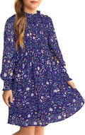 GRACE KARIN Girls' Long Sleeve Floral Midi Dress - Classic Fall Look