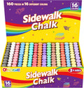 160 PCS Washable Sidewalk Chalk Set in 16 Colors - Jumbo Variety Pack