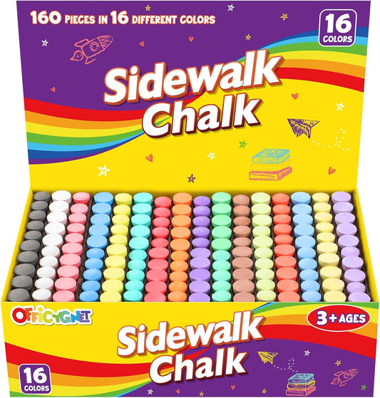 160-Piece Non-Toxic Kids Sidewalk Chalk Set - Outdoor Fun Essential