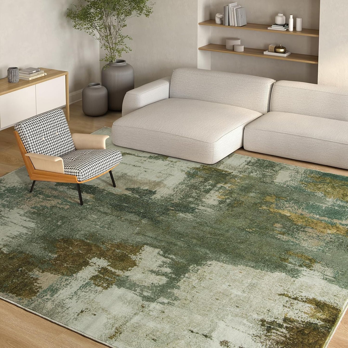 Kelarea 8x10 Modern Abstract Washable Rug for Living Room