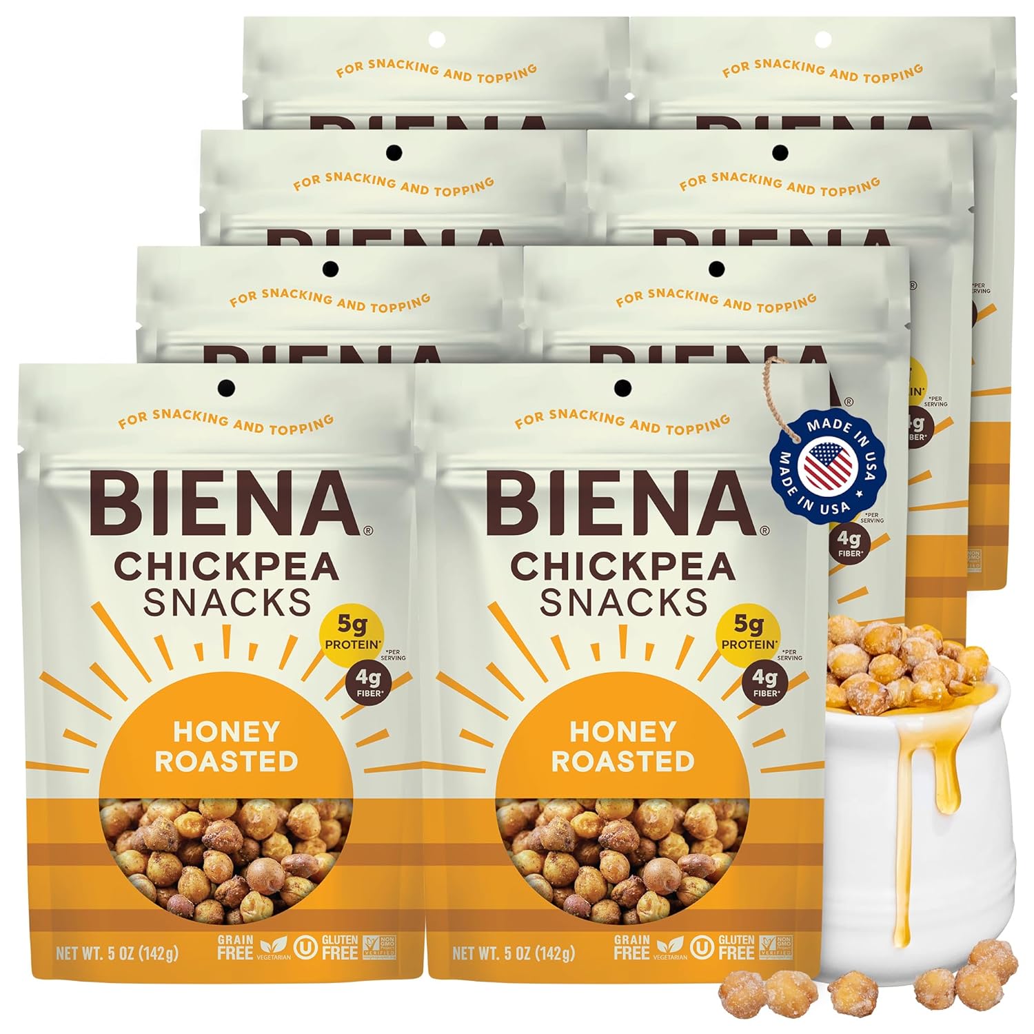 Crunchy Roasted Chickpeas - High Fiber Protein Snacks 8-Pack