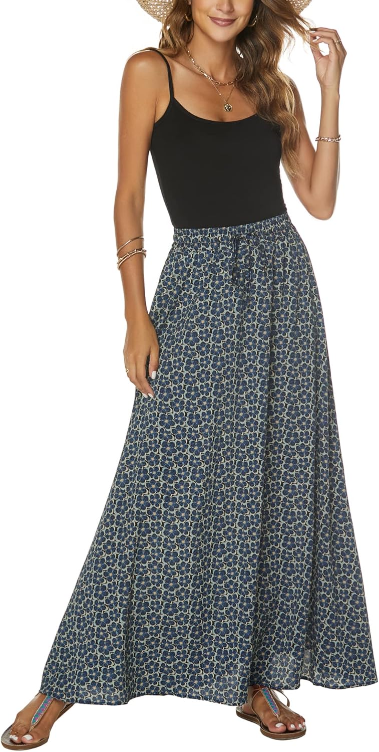 Bluetime Women Flowy Long Skirts for Summer Beach Style