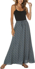 Women Flowy Chiffon Maxi Skirt - Pleated High Waisted Flare