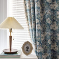 Bohemian Blue Floral Sheer Curtains - 96 Length, 2 Panels