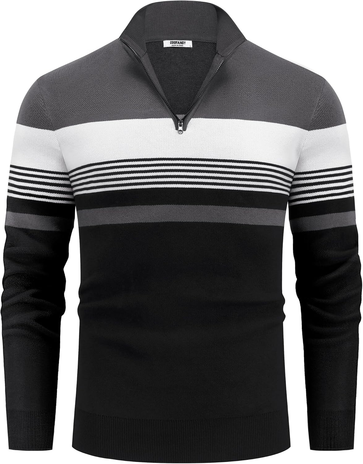 COOFANDY Mens Quarter Zip Pullover Lightweight Knit Sweater