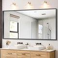 72 x 36 in Black Bathroom Vanity Mirror - Matte Metal Frame