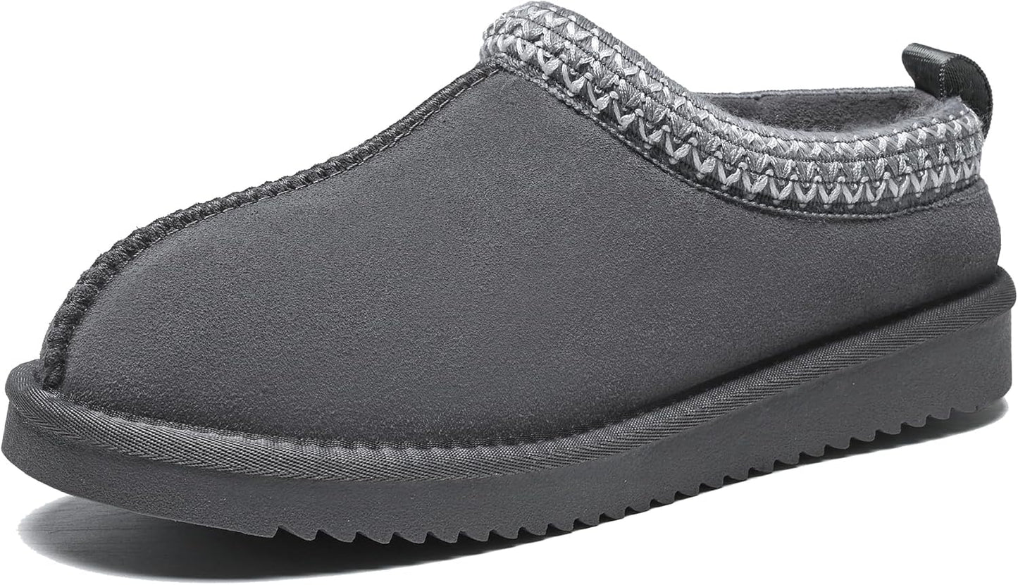 Women's Fuzzy Slippers Genuine Suede Leather Mini Boots
