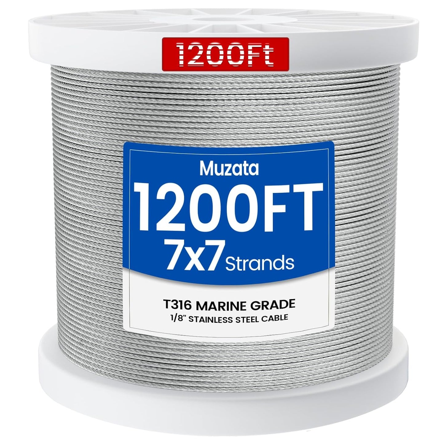 Muzata 1200 ft 1/8in Stainless Steel Cable Railing System