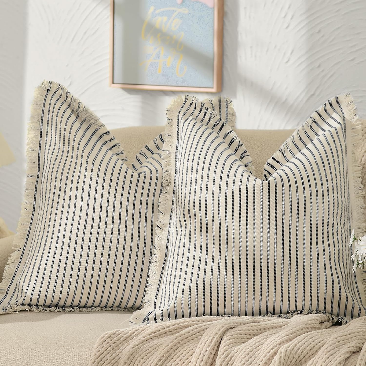ZWJD Throw Pillow Covers 26x26 Set of 2 Chic Cotton Decor