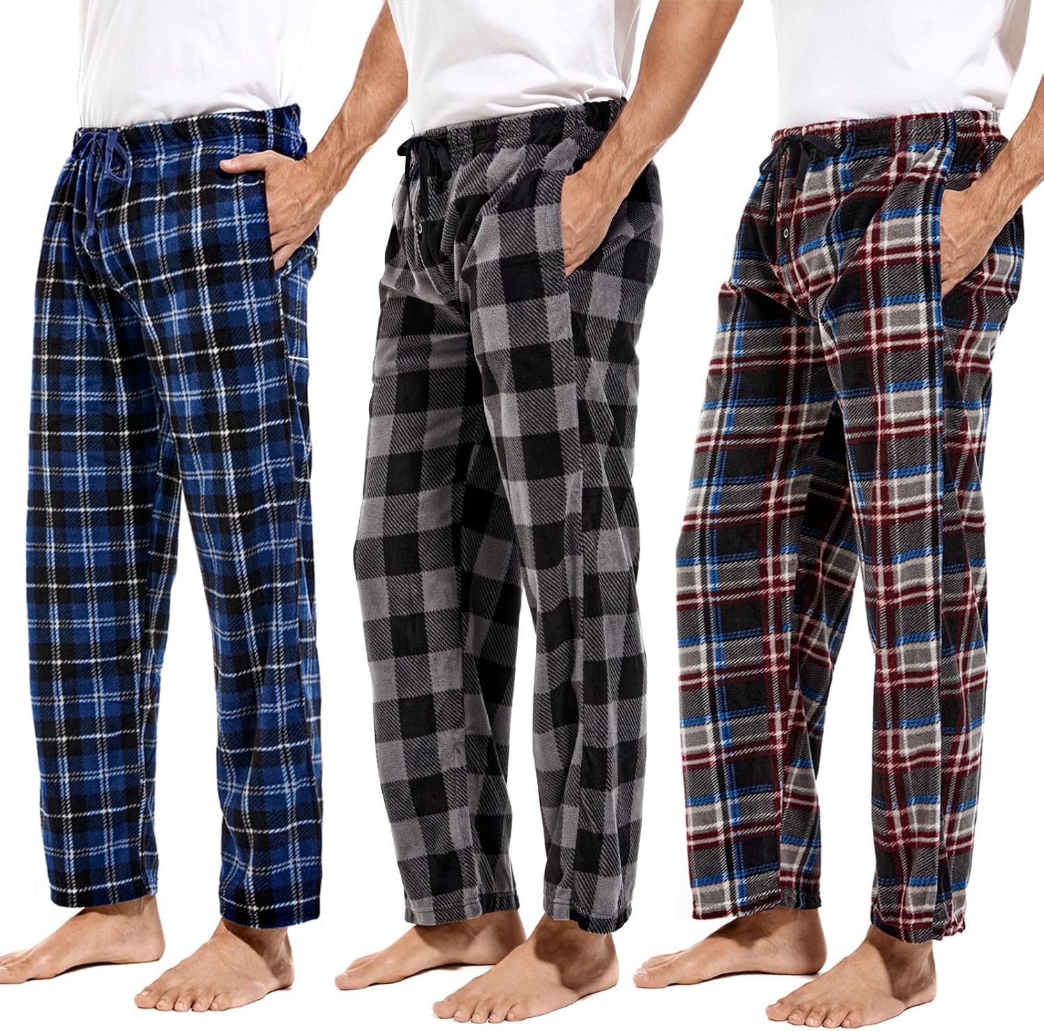 DG Hill Mens Pajama Pants Soft Fleece Lounge Sleepwear with Pockets