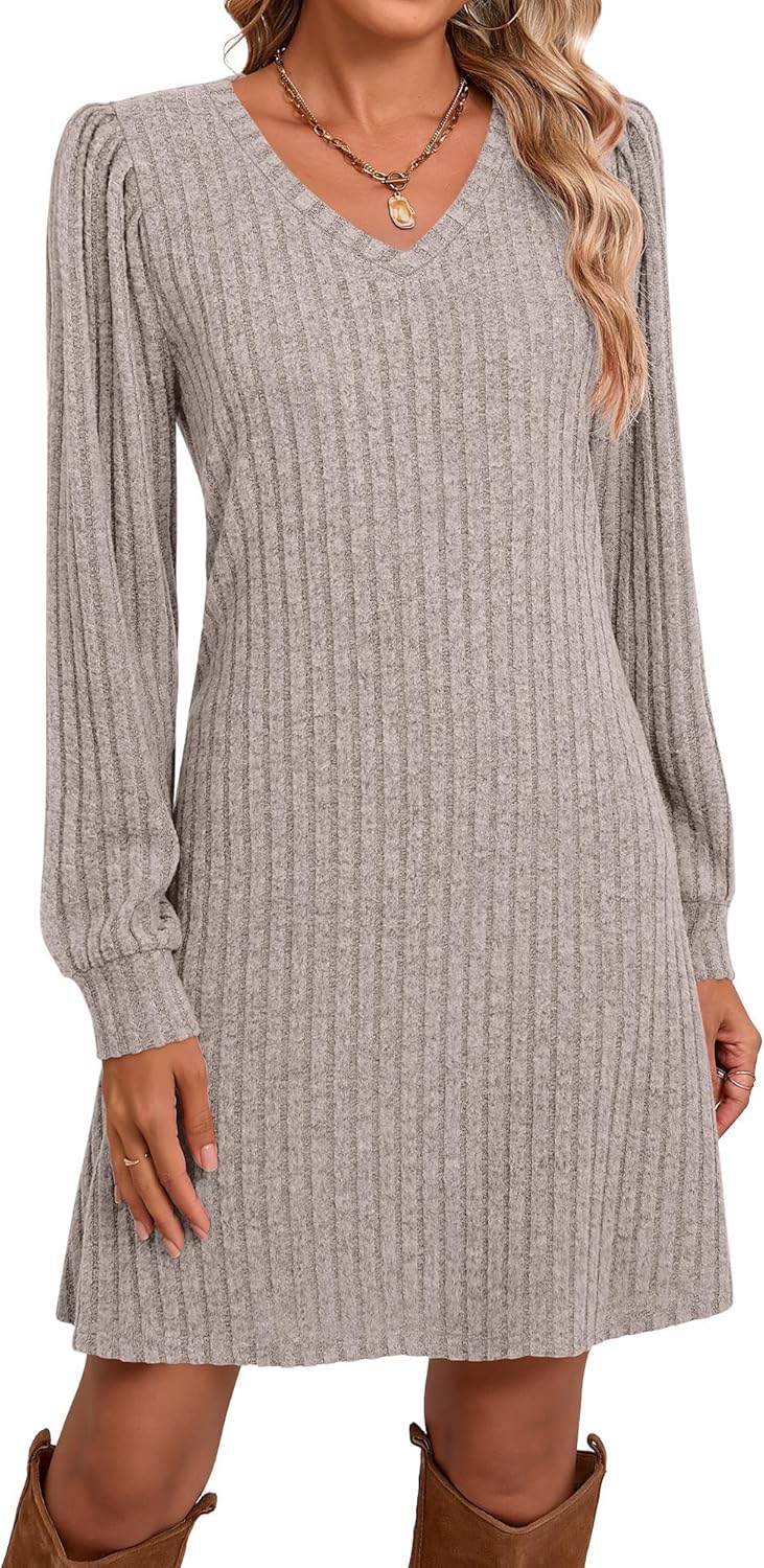 Ficerd Women's Knit Long Sleeve Sweater Dress for Fall Style